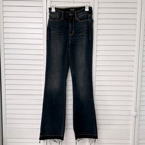Judy Blue Jeans Slim Boot Cut Dark Blue/Black Size 3/26 Soft Stretchy, fray hem